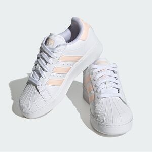 adidas Women’s White Sneakers with Pale Pink Stripes